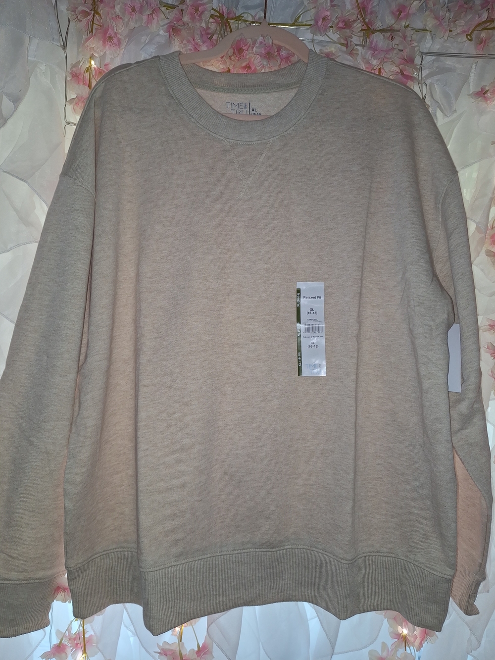 Time and Tru Women's Crewneck Sweatshirt in Beige